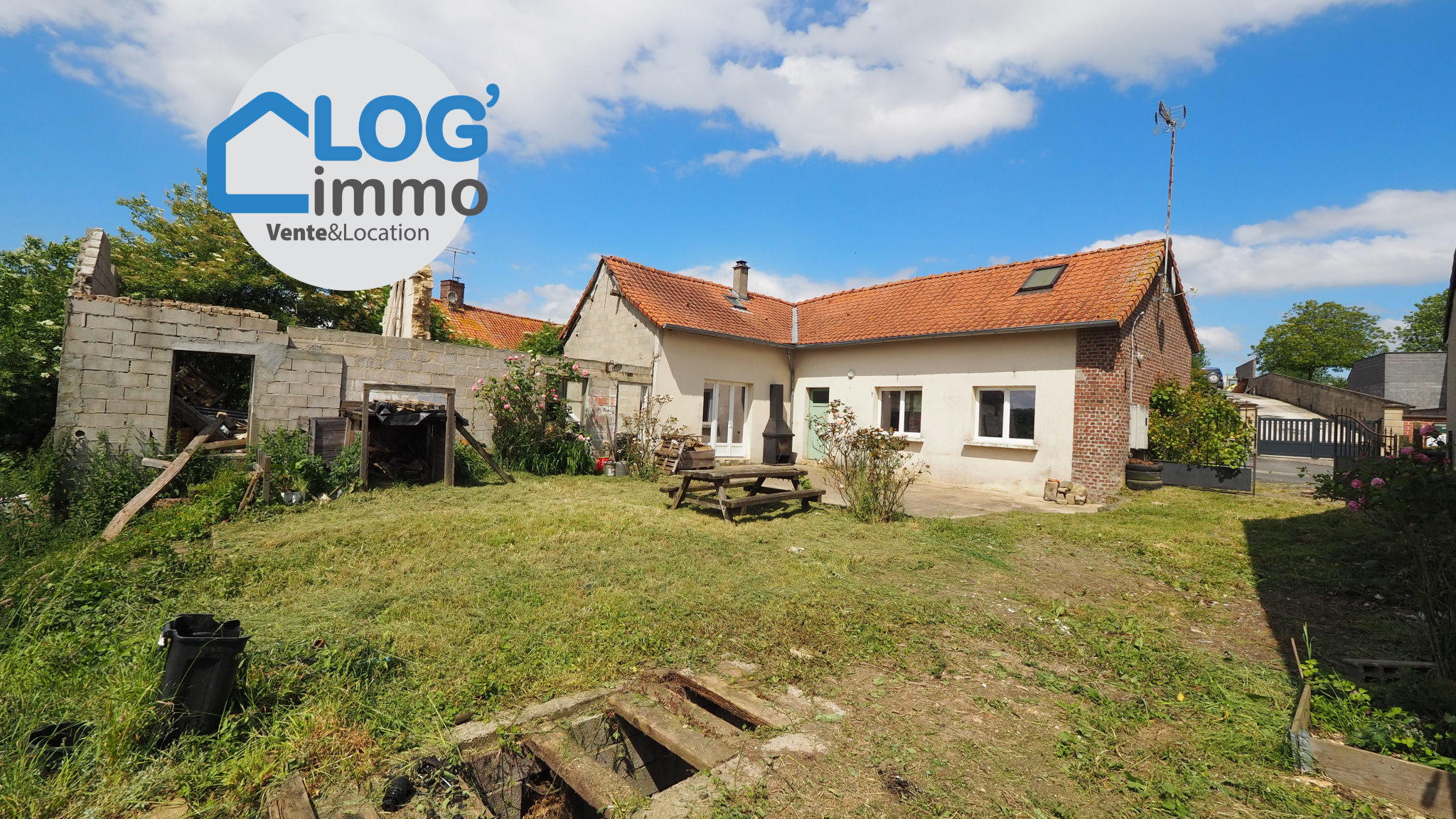 Immo80 – L'immobilier à Amiens et dans la Somme-Maison de  plain-pied Saint-Leger-Les-Domart .